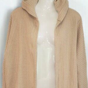 American Eagle Open Hooded Waffle Knit Cardigan Soft Sexy Beige Size Small